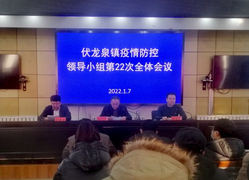 伏龙泉镇党委书记孙久远（中）在疫情防控领导小组会议上发言