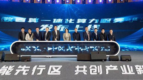 中科曙光曹振南（左一）参加“算力服务平台”上线仪式
