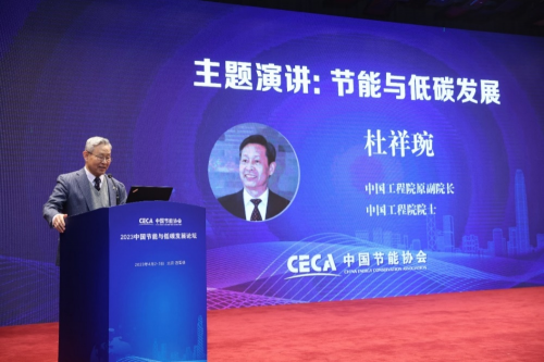 中国工程院院士、中国工程院原副院长杜祥琬作《节能与低碳发展》主题报告