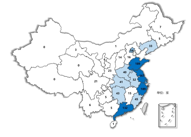 制造业单项冠军企业行政区分布（不分批次）