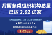我国各类组织机构总量已达2.02亿家